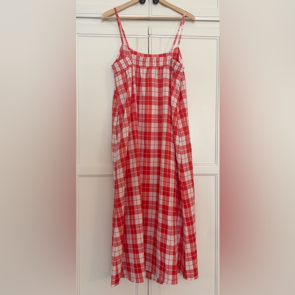 Show Me Your MuMu Picnic Plaid Midi Dress in Red & White - Picture 5 of 7
